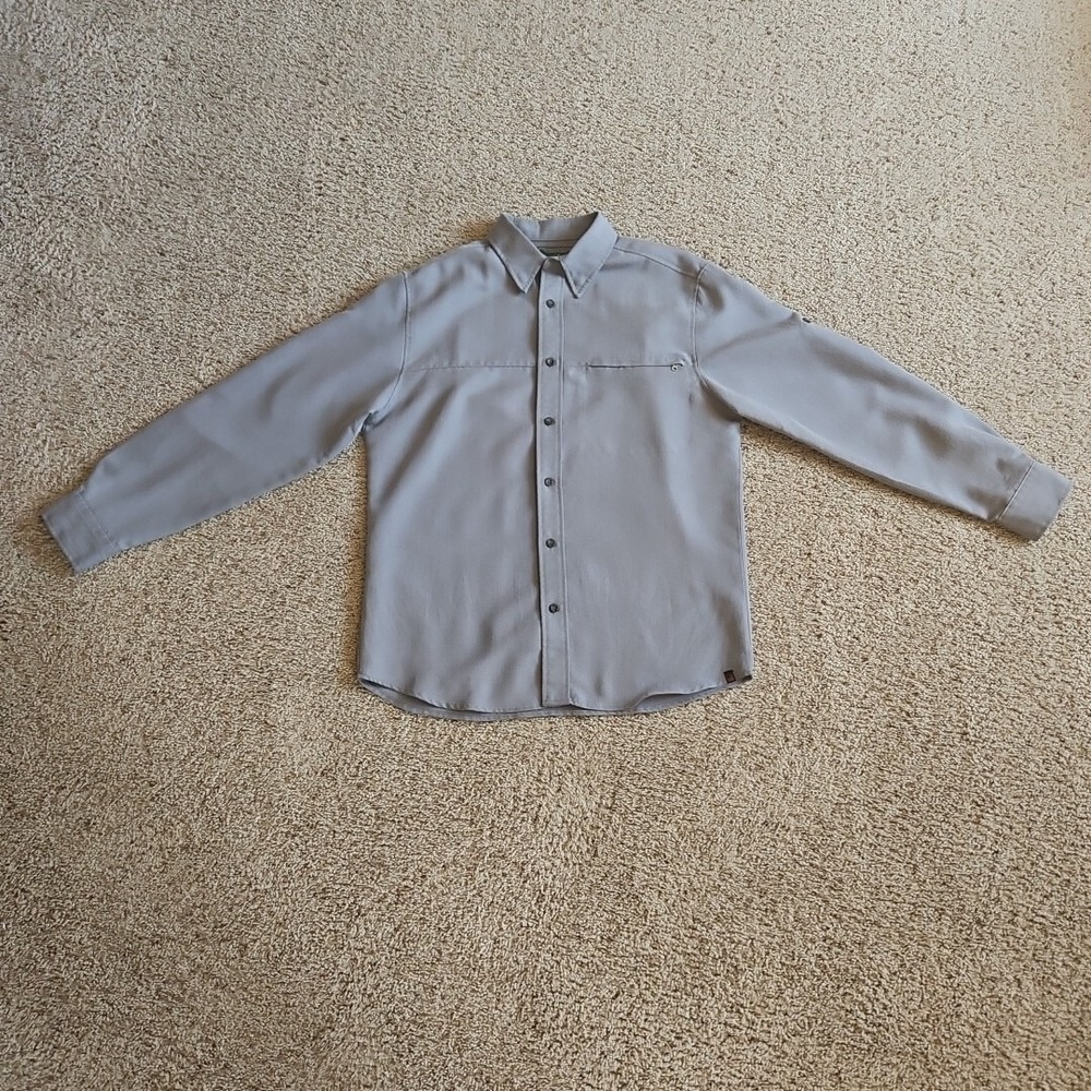 Woolrich Shirt Mens‎ Medium Modal Blend Long Sleeve Button Gray Some Pilling